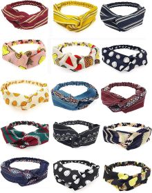 15 Pcs Headbands for Women Wide Boho Knotted Yoga Head Wrap Hair Band Elastic