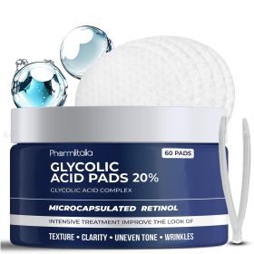 Glycolic Acid Pads 20% Anti Aging Treatment for Clearer Smoother Skin Glycolic Acid Peel Pads For Dark Spots Acne and Wrinkles 60 Pads