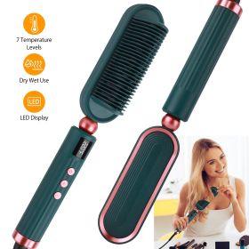 Electric Hair Straightener Brush Anti-scald Straightening Curler Hot Comb