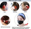 6PCS Headbands with Button for Women Men Head Wrap Face Cover Holder for Nurses Non Slip Hair Bands for Yoga Sports Running Washing Face