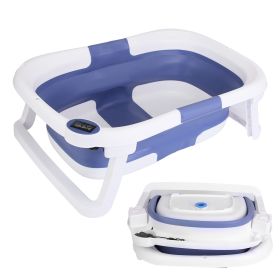 Baby Bath Tub with Thermometer Collapsible Travel-Friendly 0-24Months Baby Bathtub (Type: Bath Tub)